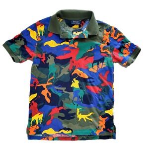 Ralph Lauren Kids Boys Large Polo Pony Camo Cotton Mesh Polo Shirt Multicolor